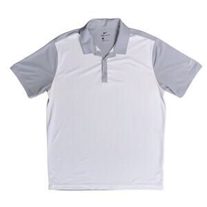 NIKE DRI-FIT Gray White Colorblock Golf Polo Short Sleeve Shirt Men’s